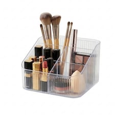 Clear Plastic Makeup Organiser 6 Compartment Cosmetic Storage Holder | Clear | Clear | 1