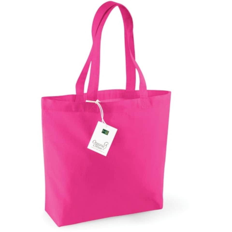image 1 of Westford Mill Organic Cotton Shopper Bag - 16 Litres (Pack of 2) - Fuchsia - One Size Pink