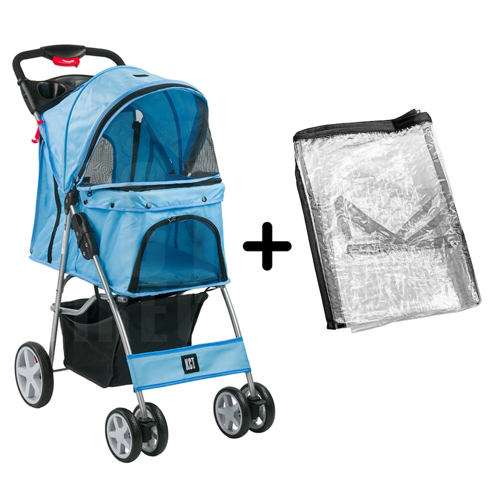 image 1 of KCT Blue Pet Stroller with Rain Cover | Blue | 1