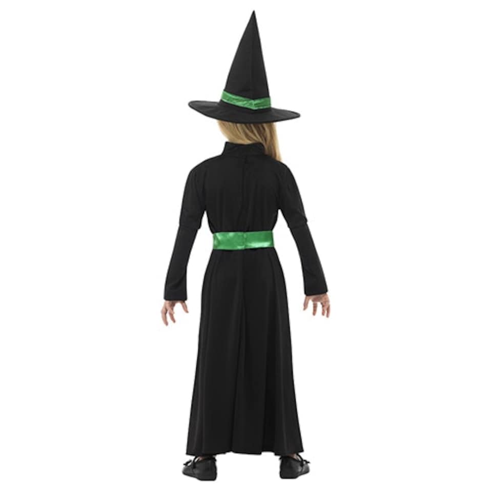 image 1 of Wicked Witch Black and Green Girls Fancy Dress Costume Kids Medium - Age 7-9
