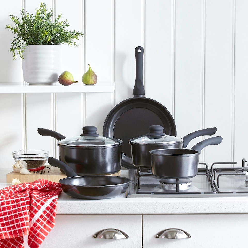 image 1 of Cermalon 5 Piece Black Carbon Steel Cookware Set