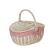 image 7 of White Wash Finish Oval Wicker Basket with Lining Blue | Blue | One Size