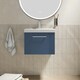 image 2 of Retro 1 Drawer Wall Hung Vanity Unit with Thin-Edge 1 Tap Hole Ceramic Basin - 500mm - Satin Blue - Balterley Blue