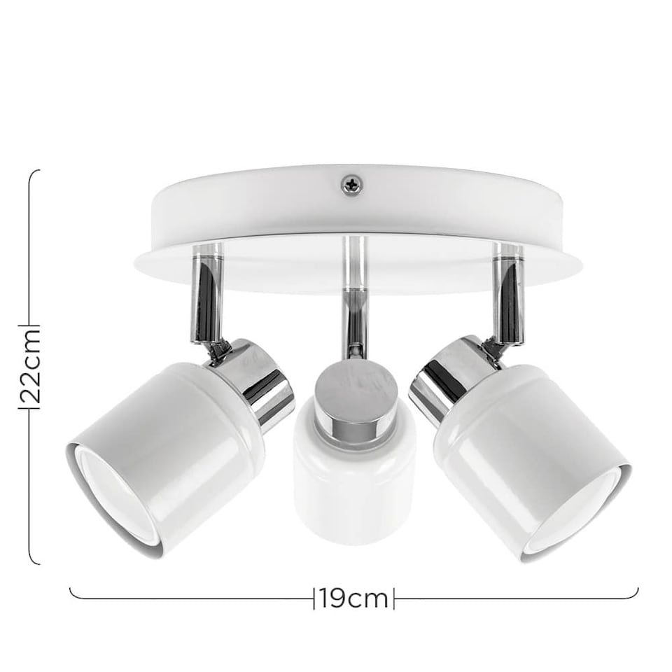 image 1 of ValueLights Benton White IP44 Round Adjustable Ceiling Light | White