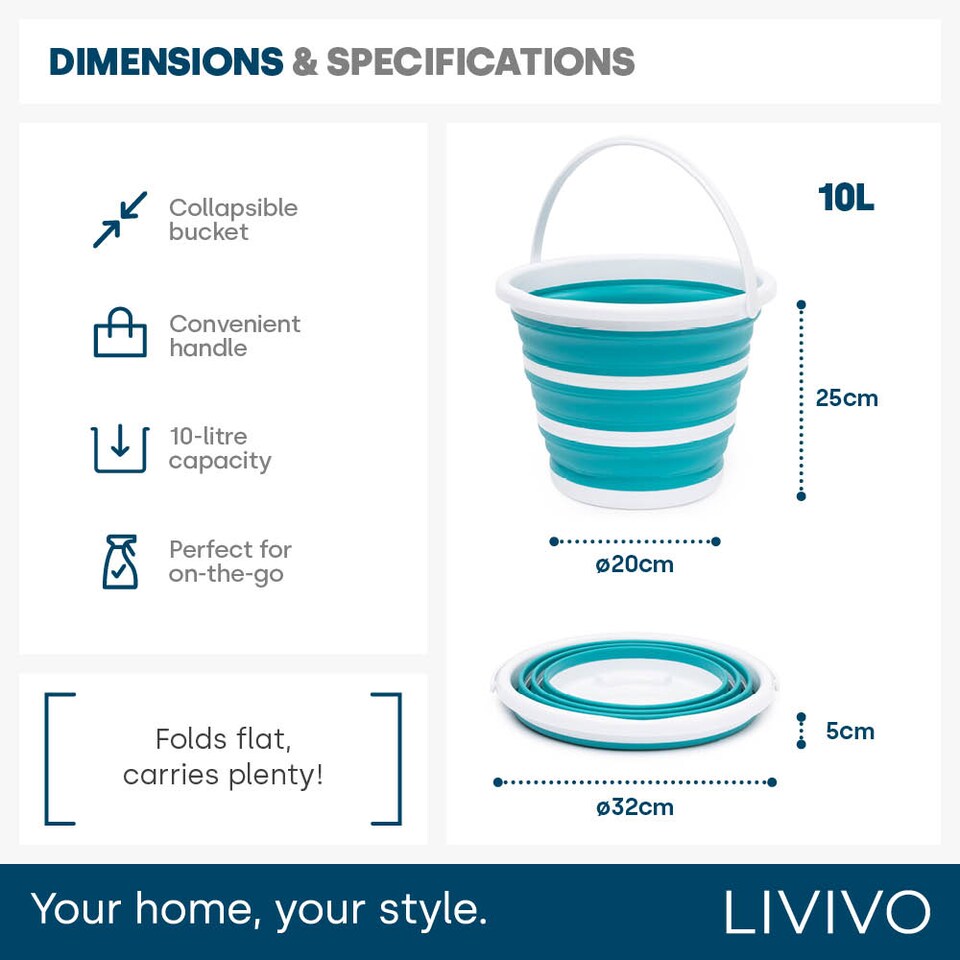 image 1 of Collapsible Bucket - Turquoise