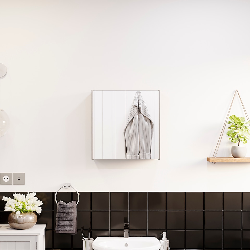 image 1 of Bath Vida Tiano Stainless Steel Mirrored Double Wall Mounted Bathroom Cabinet | Chrome | Stainless Steel | 1