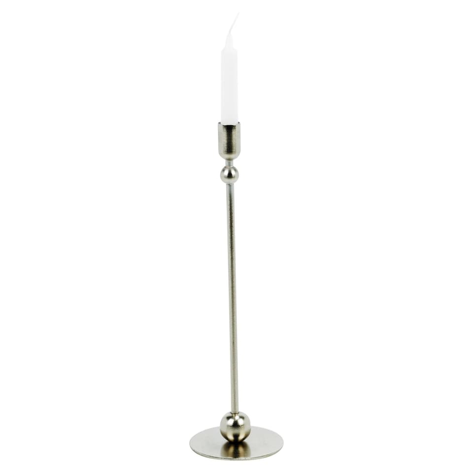 image 1 of 33cm Tall Metal Iron Taper Candle Stick Holder Dinner Table Wedding Party Decor | Silver | 1 x Silver