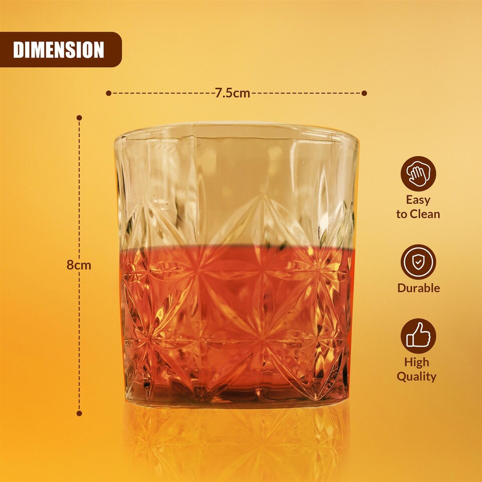 image 1 of GEEZY Set of 4 Whisky Glasses 230ML Transparent Tumbler Set for Spirits Cocktail Water