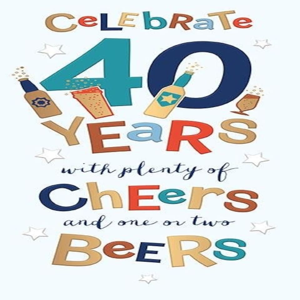 Words 'n' Wishes Mens 40th Milestone Birthday Card, Birthday Card Age 40, Plenty of Cheers and Beers, Multi-Coloured