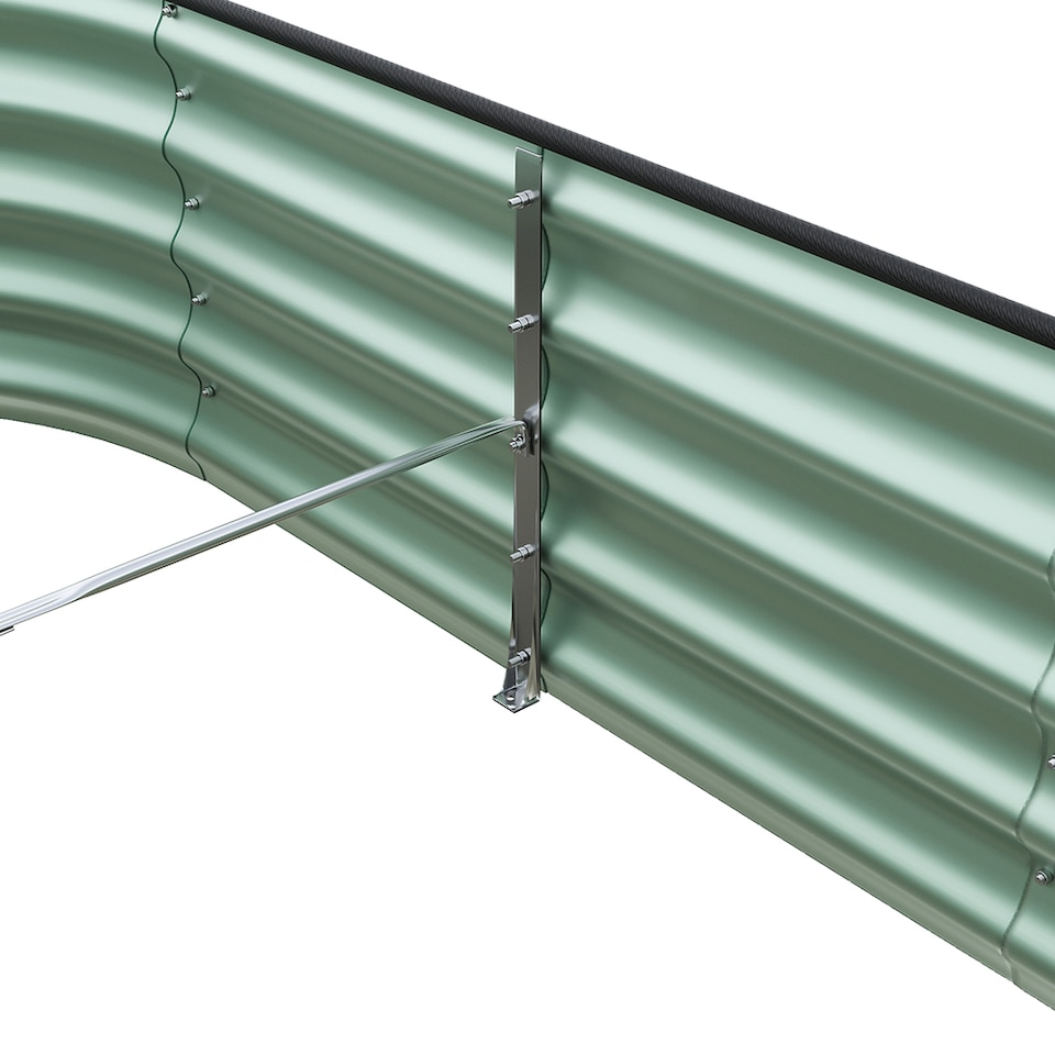image 1 of Living and Home 2.4m Gardens Bed Oval-Shaped Galvanized Steel Garden Planter, Dark Green | Green | Dark Green | 240cm W x 80cm D x 42cm H