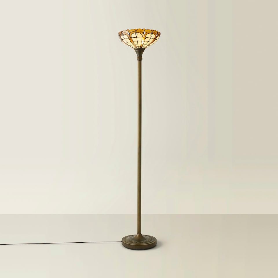 image 1 of ValueLights Tiffany Inspired Stunning Jewel Uplighter Floor Lamp Bronze