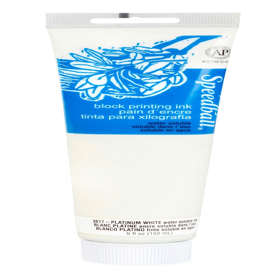Speedball Water-Soluble Block Ink, Platinum White, 5oz