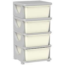HOMCOM Kids Storage Units with Drawers 3 Tier Chest Dresser Tower Cream | 37 x 37 x 76 cm