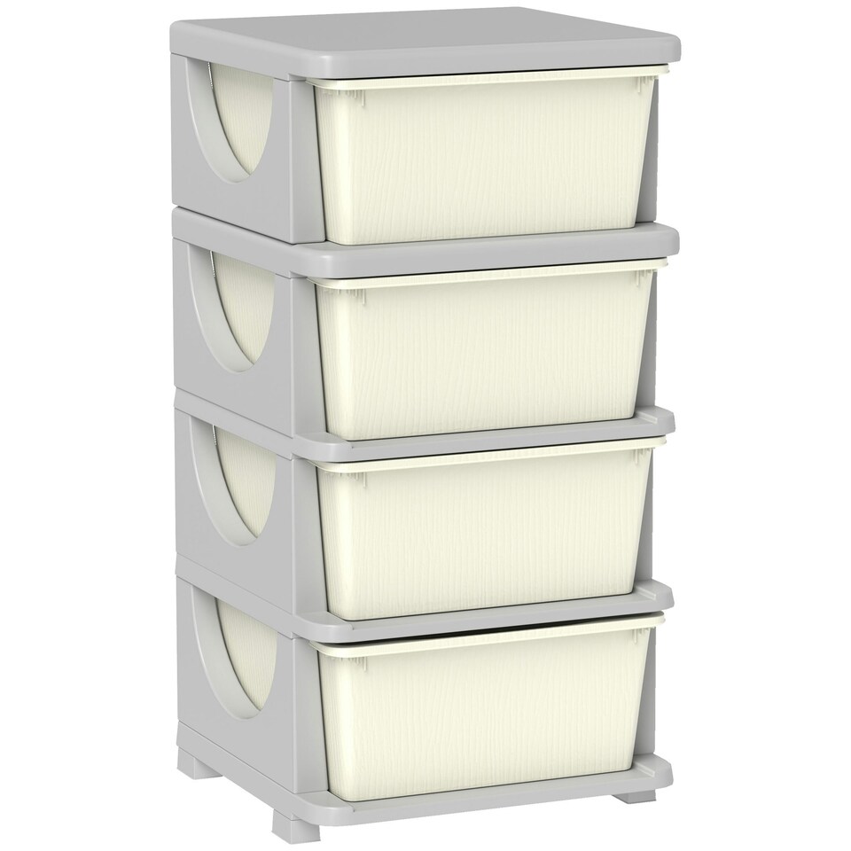 image 1 of HOMCOM Kids Storage Units with Drawers 3 Tier Chest Dresser Tower Cream | 37 x 37 x 76 cm