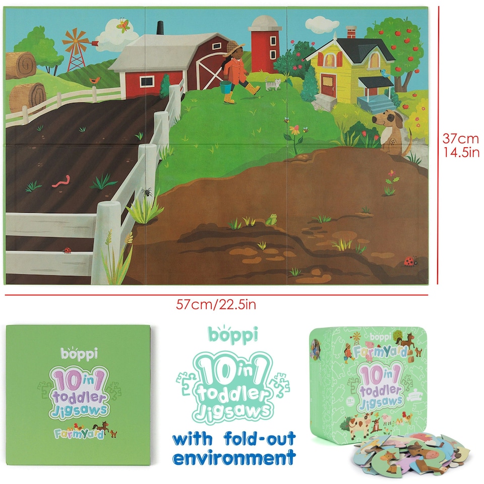 image 1 of boppi 10 in 1 Toddler Jigsaw Puzzle - Farmyard