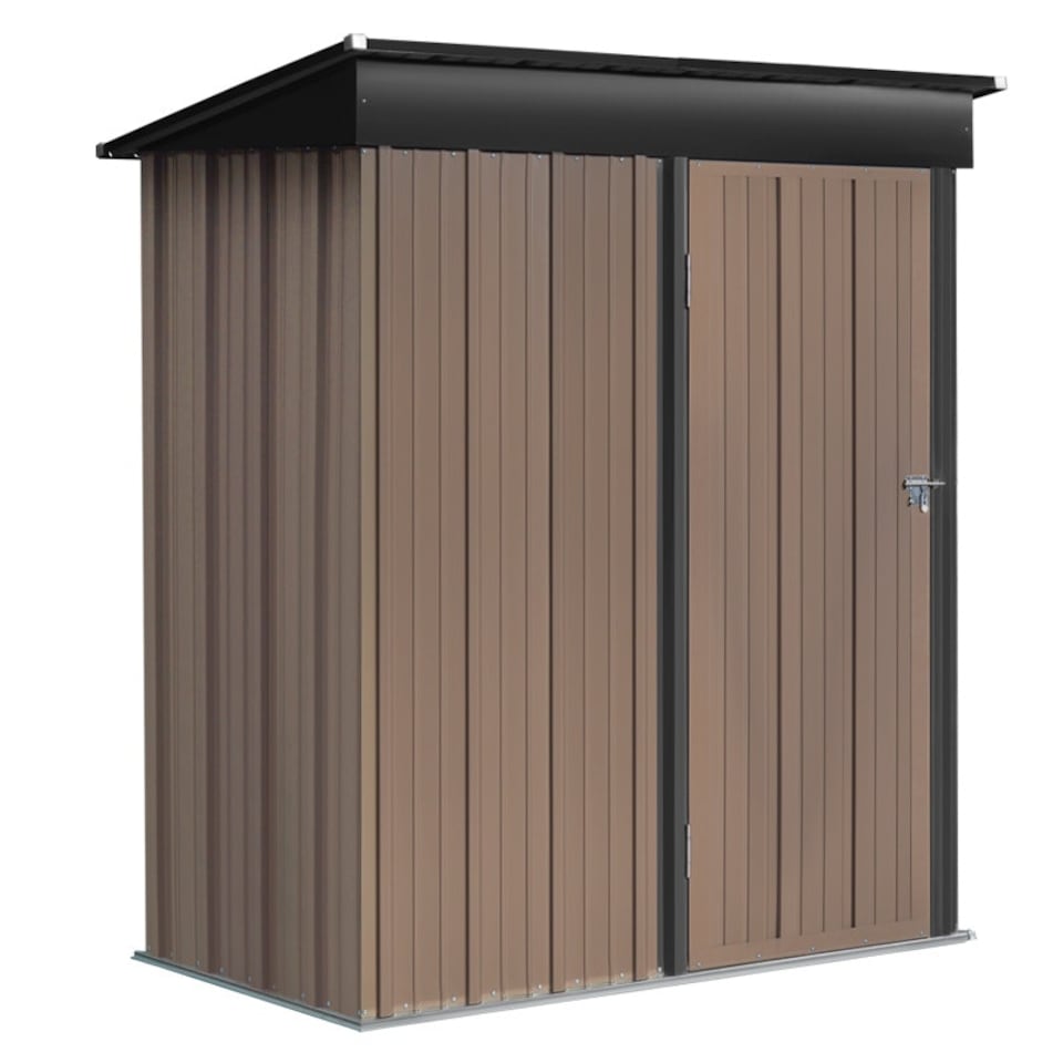 image 1 of Living and Home Garden Storage Shed with Lockable Door - Brown 154.5 x 94 x 181cm