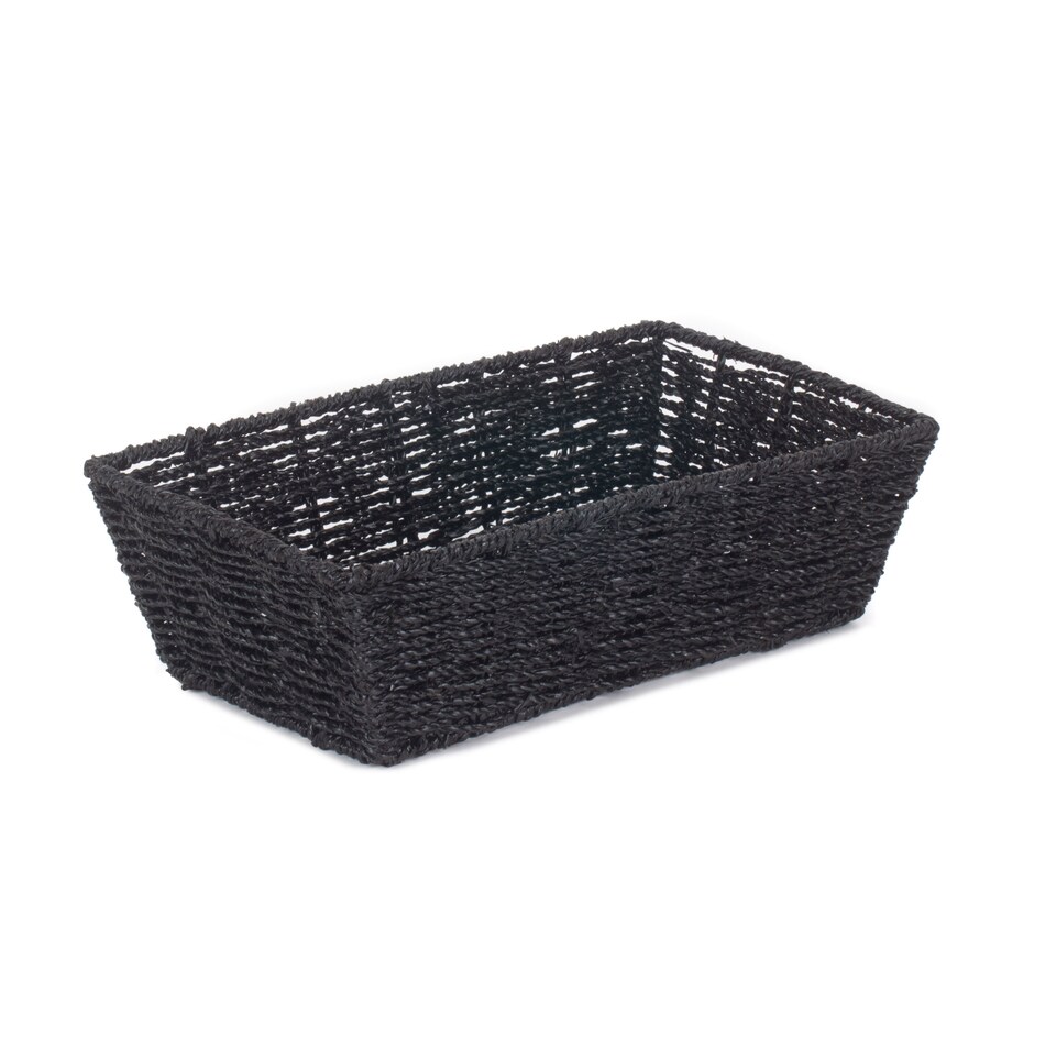 image 1 of Small Black Paper Rope Tray | Black | Black | Small