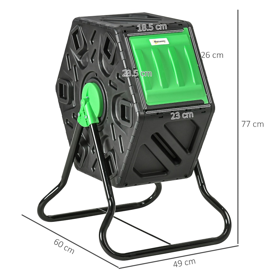 image 1 of Outsunny 65L Garden Compost Bin, Barrel Rotating Composter with Steel Legs