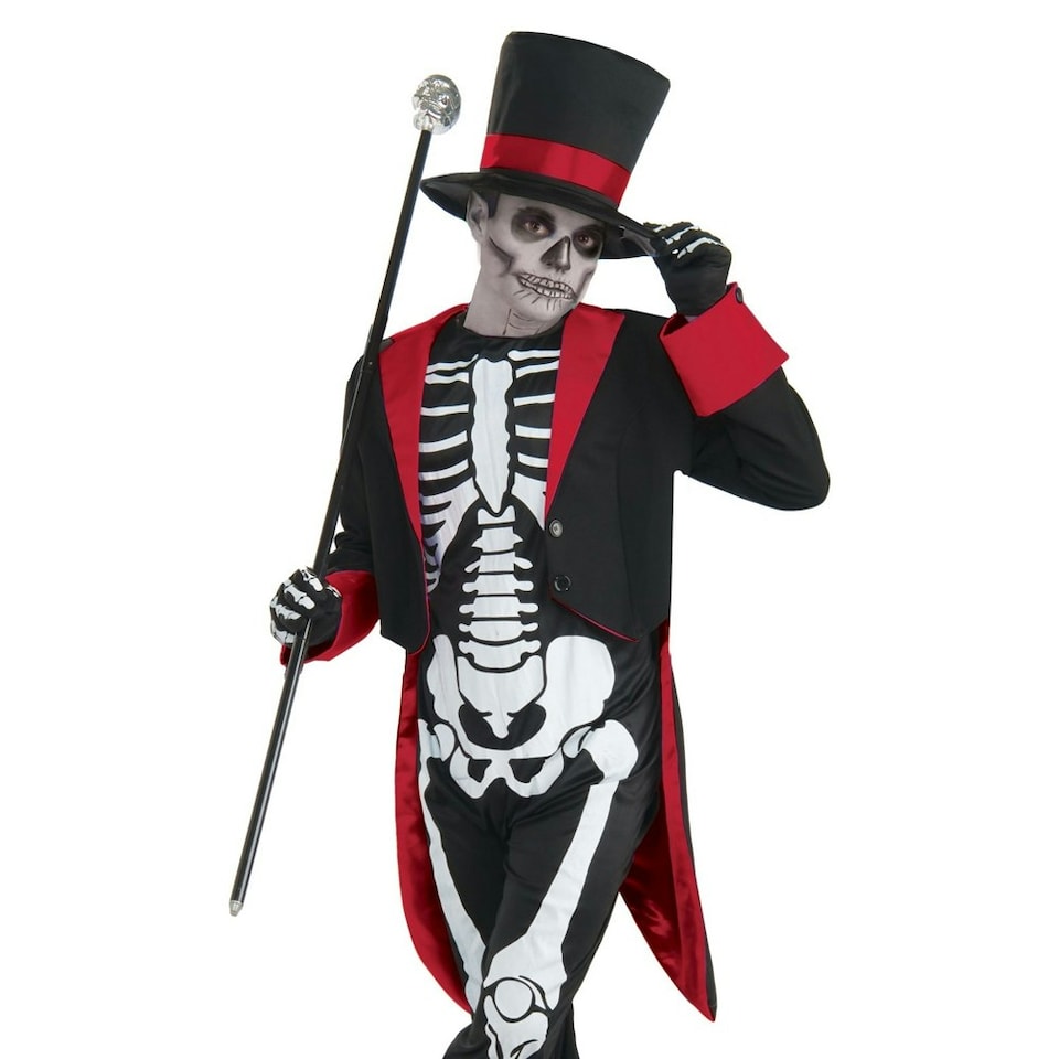 image 1 of Bristol Novelty Childrens/Kids Mr Bone Jangles Halloween Costume - Black/White/Red - M M