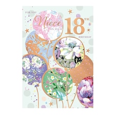 Words 'n' Wishes Niece 18th Birthday Card, Floral Design, Rose Gold Foil Finish