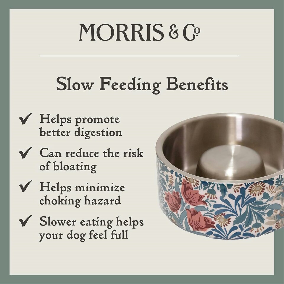 image 1 of Morris & Co Stainless Steel Dog Slow Feeder Bowl - Bower Berry Blue