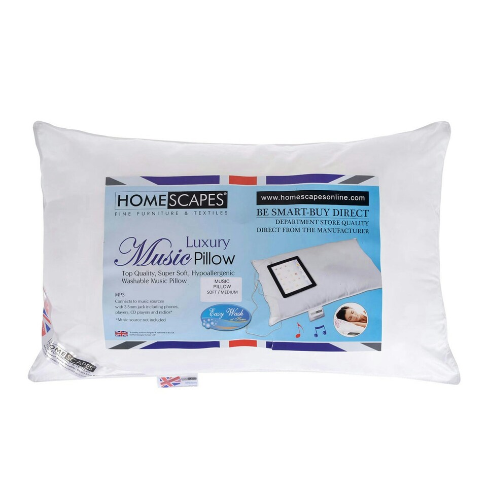 image 1 of Homescapes Super Microfibre Music Pillow with Speakers - Soft/Medium White