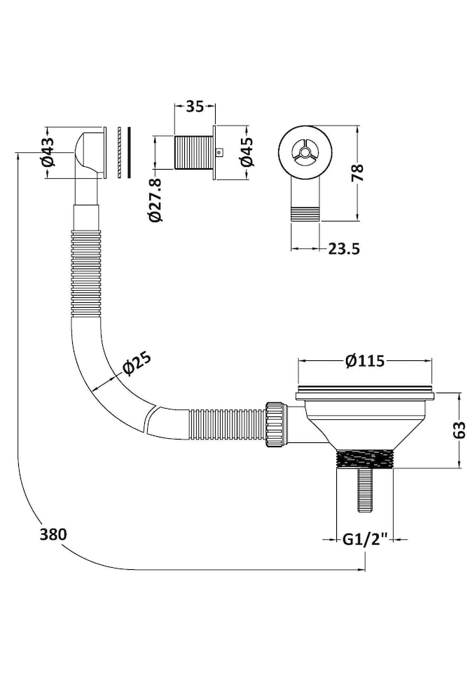image 1 of Balterley Fireclay Kitchen Sink Basket Strainer Waste with Overflow | Silver | Chrome | 1