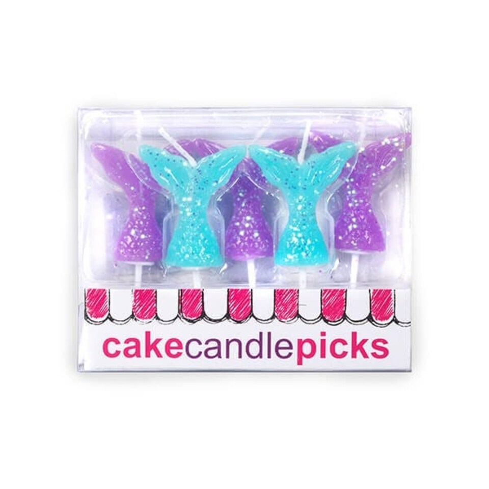 image 1 of Anniversary House Glitter Mermaid Tail Pick Candles Pack of 5