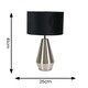 image 3 of ValueLights Jax Silver Metal Touch Dimmer Table Lamp with Black Velvet Shade