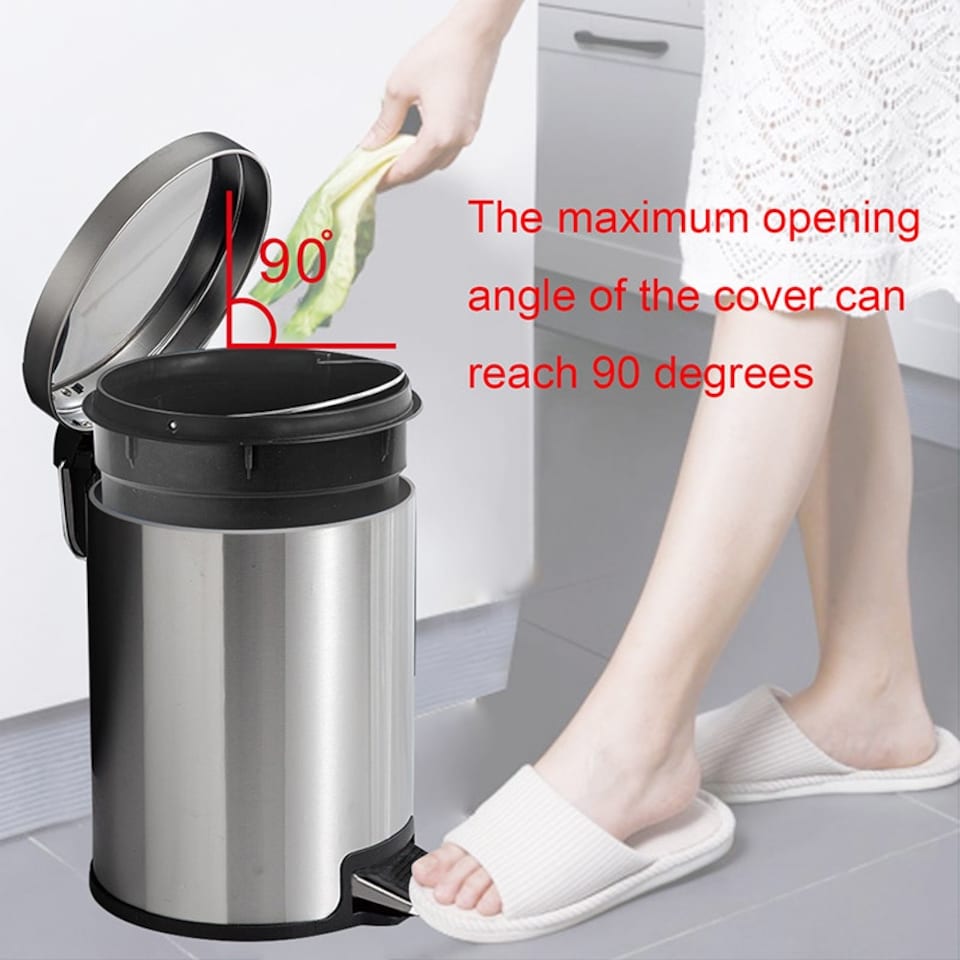 image 1 of Silver Metal Wastebin 5L
