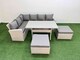 image 2 of Fimous 8 Seater Rattan Garden Furniture Set Outdoor Patio Dining Corner Sofa Sets with Dining Table 2 Big Footstools Light Grey Mixed