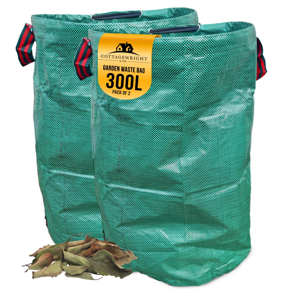 image 1 of Garden Bags Heavy Duty with Handles Reusable Garden Waste Bags for Plant, Grass, Dirt, Leaves Collection - Pack of 2