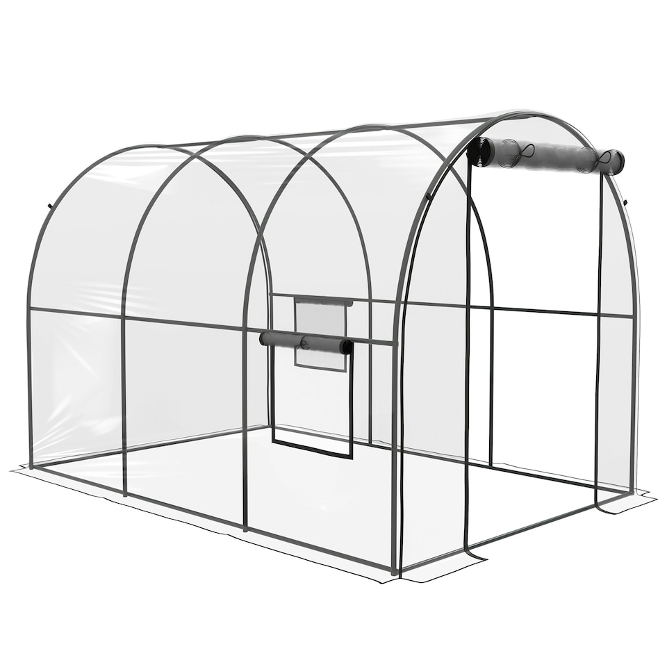 image 1 of Outsunny 3 x 2 x 2m Polytunnel Greenhouse with Door, Windows, Steel Frame
