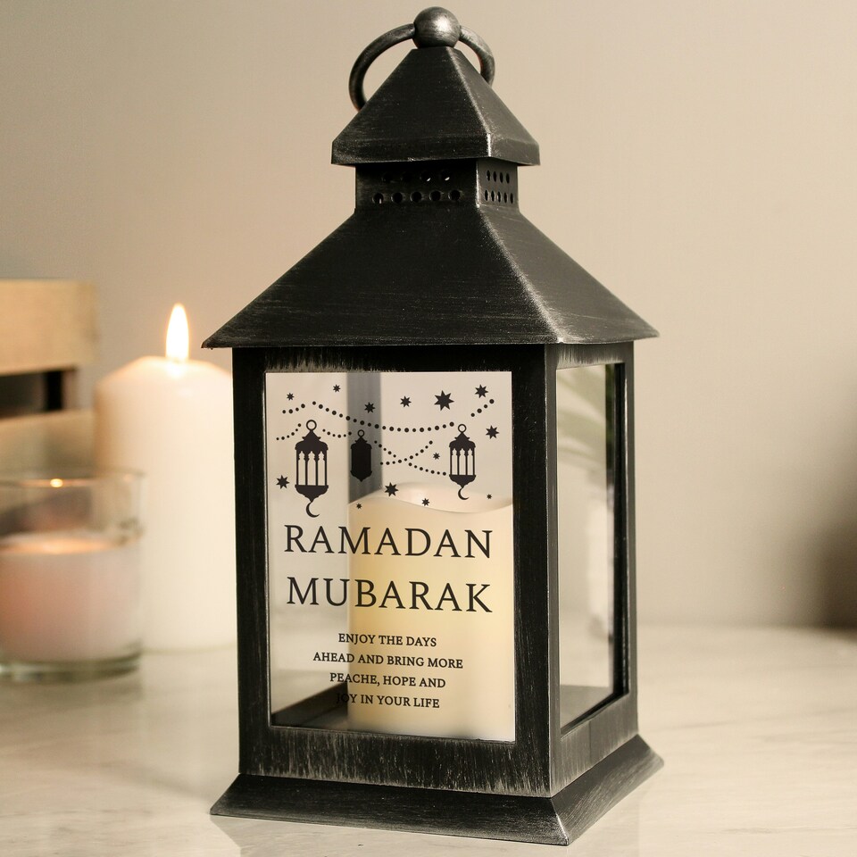 image 1 of Personalised Eid and Ramadan Black Lantern