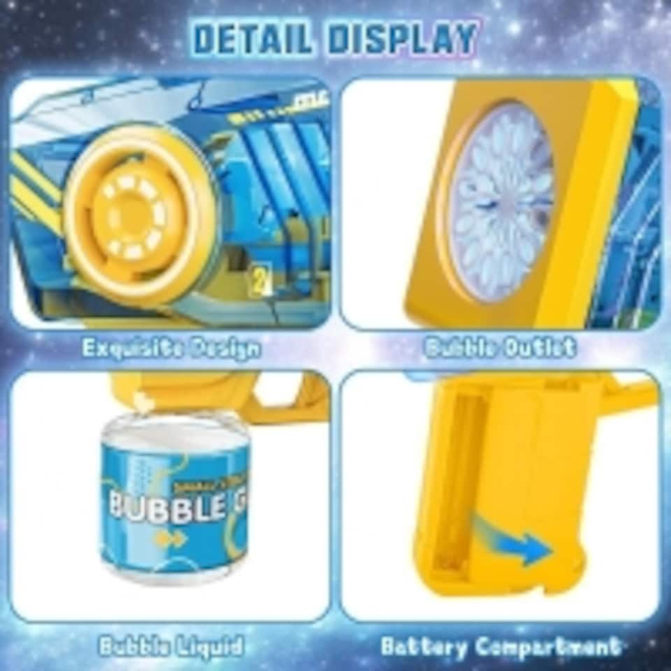 image 1 of Bubble Gun for Kids - LED Light-Up Bubble Maker - 5000+ Bubbles per Minute - Outdoor Bubble Toy with Solution - Blue