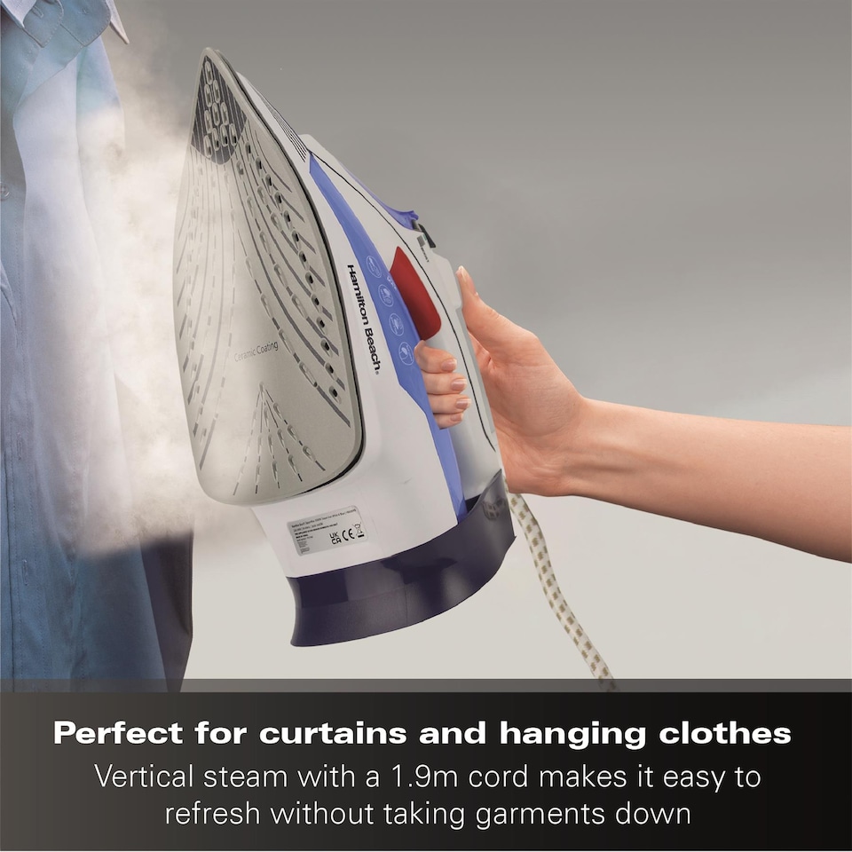 image 1 of Hamilton Beach Pro SteamMax Steam Iron - White/Blue