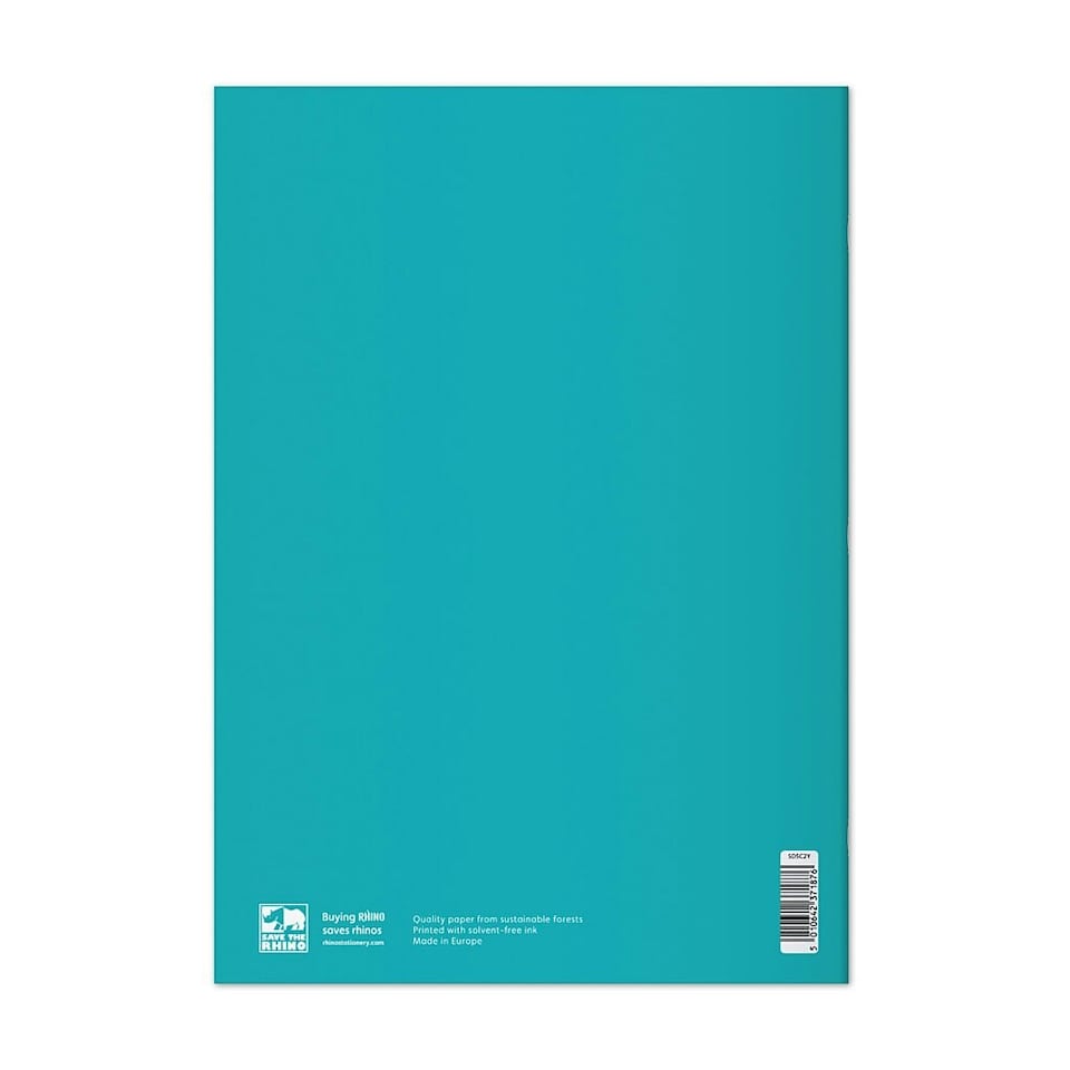 image 1 of Rhino A4 64 Page Green 8mm Lined with Margin and 20mm Graph Ruling Reverse Science Book