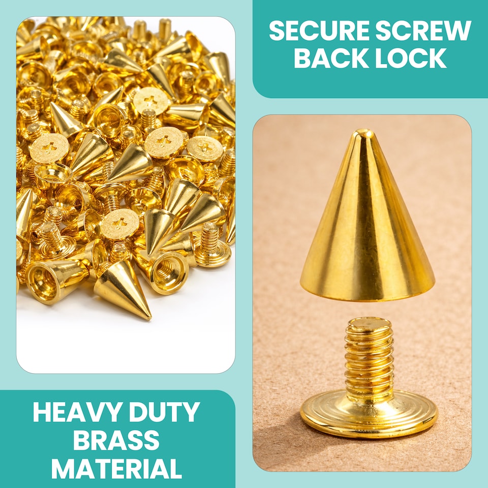 image 1 of 7x10mm Cone Spike Studs Screw Back for Leather Craft - 50pcs