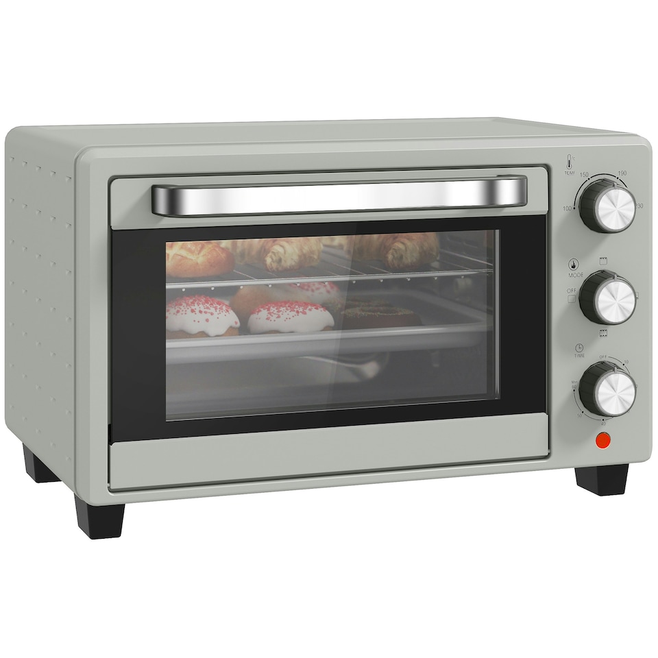 image 1 of HOMCOM Mini Oven 21L Electric Grill w/ Adjustable Temp 1400W, Silver Tone