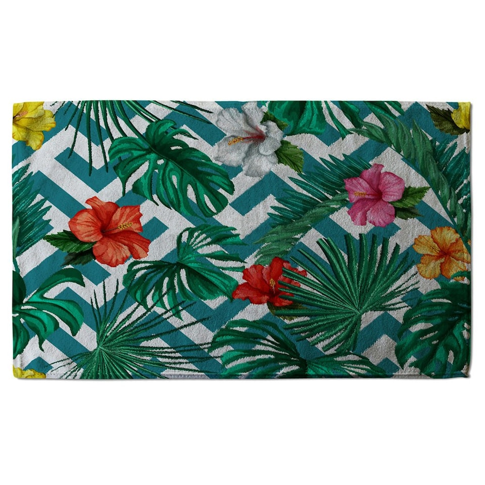 image 1 of Tropical Leaves & Geometrics (Kitchen Towel)