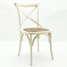 French Cross Back Dining Chair - Elm Wood - L46 x W49 x H88 cm - Antique Cream White