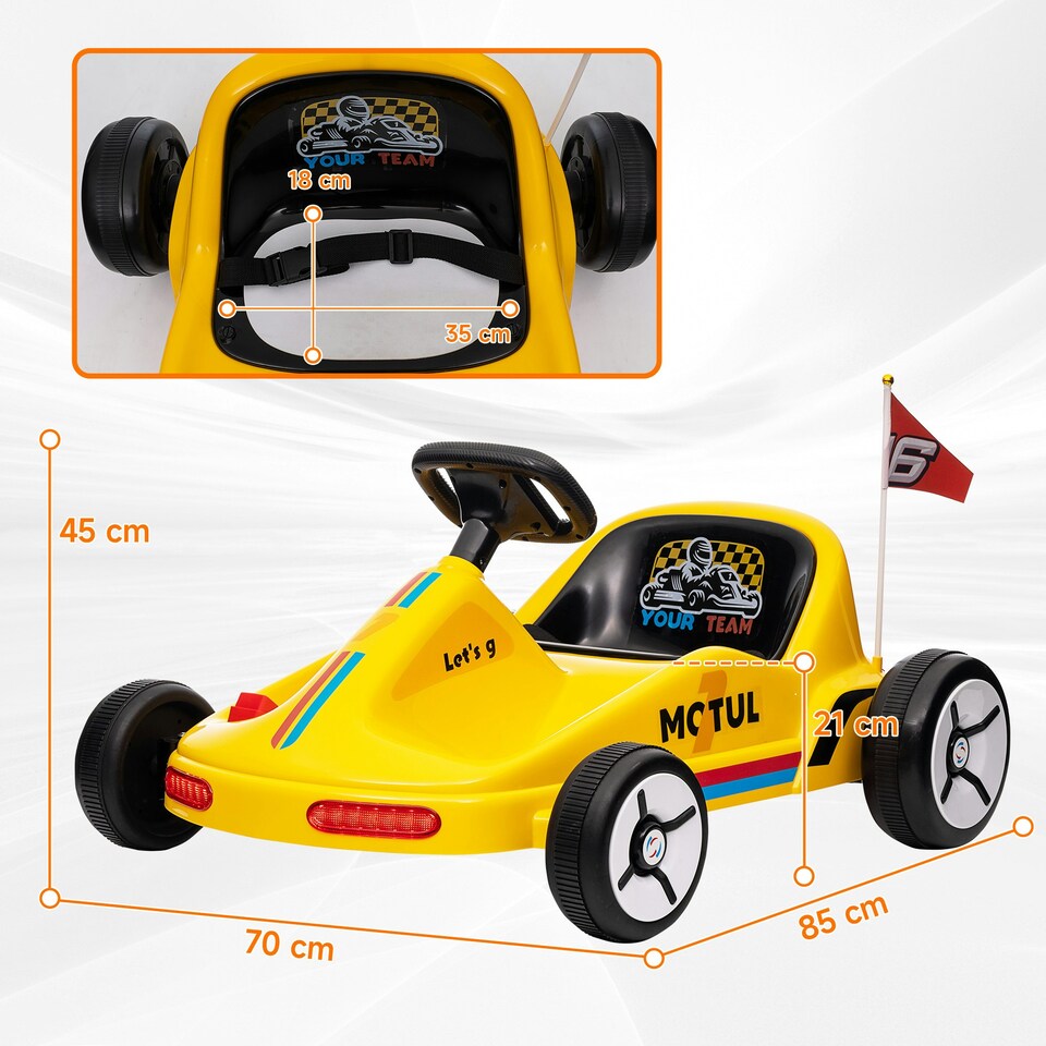 image 1 of AIYAPLAY 6V Electric Go Kart w/ Music, Light, Horn, for 3-5 Years, Yellow