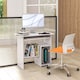 image 1 of HOMCOM Compact Small Computer Table Wooden Desk Keyboard Tray Storage Shelf Modern Corner Table Home Office White
