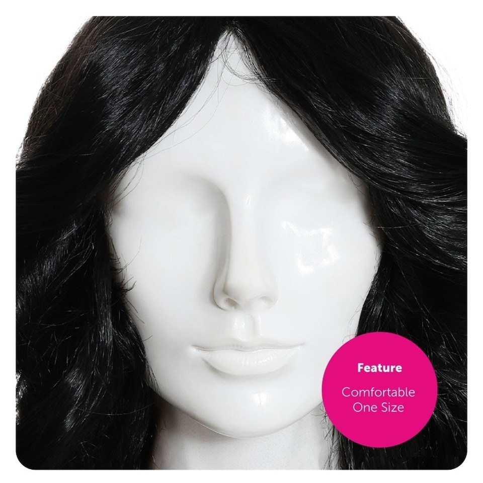 image 1 of 70s Flick Wig – Black Retro Fancy Dress Hairpiece for Disco & Vintage Costumes Black | One Size