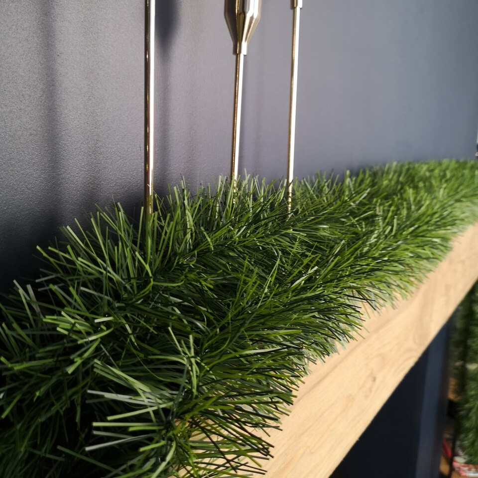 image 1 of 6m (20ft) x 10cm Fine Cut Green Christmas Garland Tree Decoration