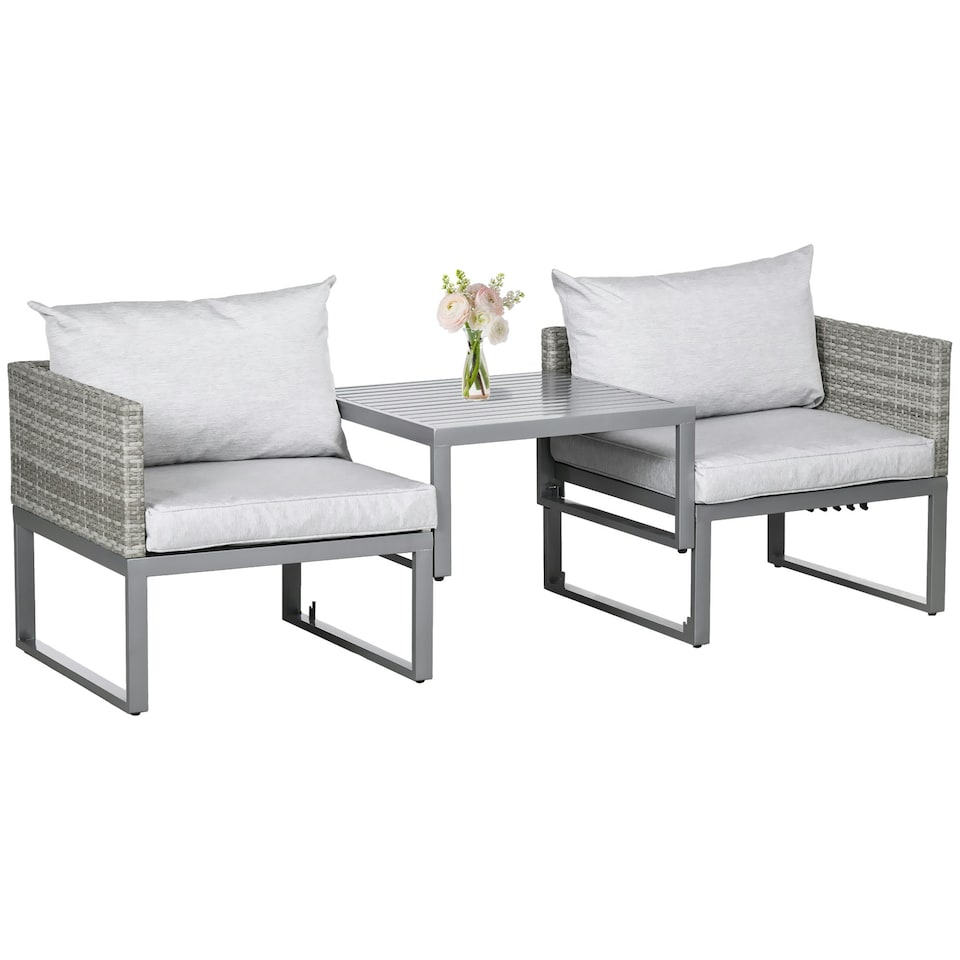 image 1 of Outsunny 3-in-1 Chair Coffee Table Lounger Seater Sofa w/ Steel Frame Furniture