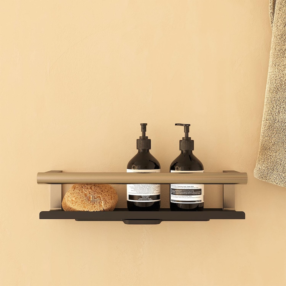 image 1 of COSMIC Bathroom Shelf, Organizer, Matt Silver and Black, Architect S+ Collection