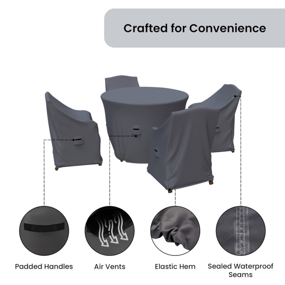 image 1 of Covers and all Outdoor Dining Set Covers for Chachere 4-Person Round Table & Chairs Water-Repellent UV-Resistant Polyester, 23.3 W x 27.3 D x 35 H x