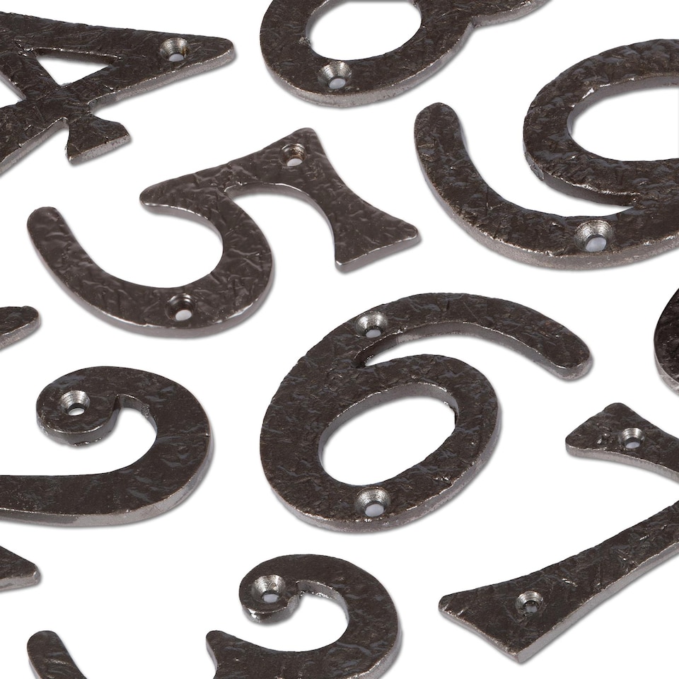 image 1 of Hammer & Tongs Rustic Iron Numeral - Number 9 - H75mm - Black