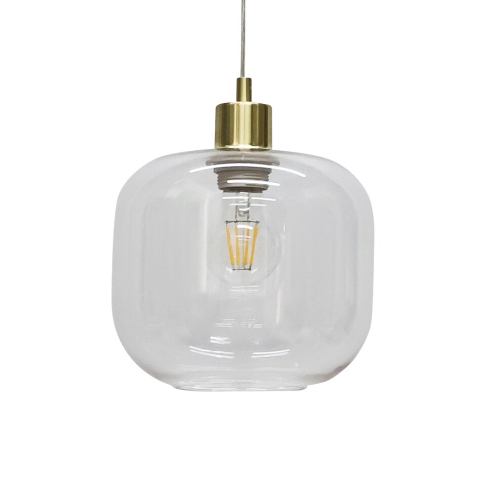 image 1 of Bletch - Clear Glass with Satin Brass Pendant Fitting | Clear | Clear | 1